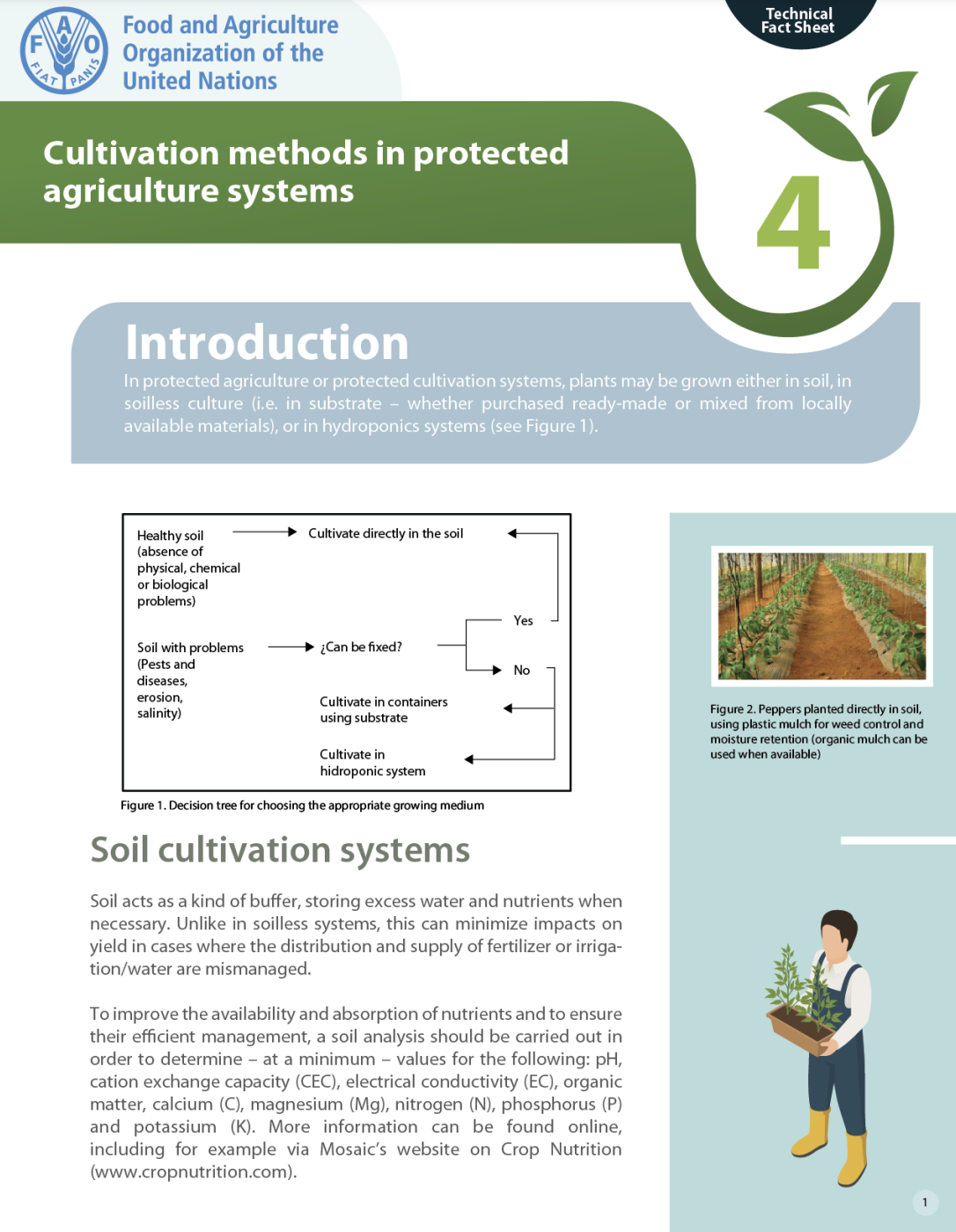 Cultivation methods in protected agriculture systems