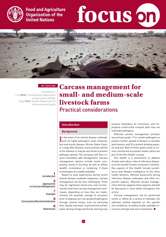 Carcass management for small and medium scale livestock farms